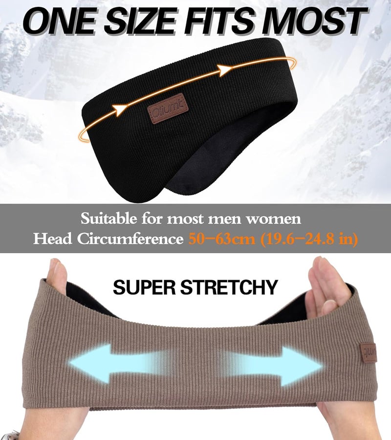 Oliumt Winter Ear Warmer Headband for Men Women Double-Layer Knit Ear Muffs Cover with Fuzzy Lining for Running and Cycling (Black, Army Green, One Size) - Image 4